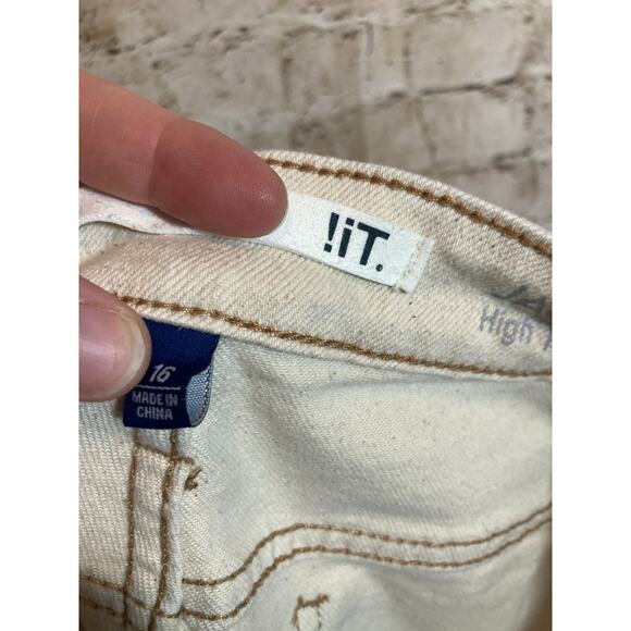 !IT. Jackie Jeans Women 16 Oatmeal Speckled High Rise Straight Leg Ankle Raw Hem - Picture 5 of 16